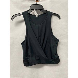 Cycle House Black Scoop Neck Faux Wrap Crop Top Sz M